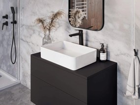 Dulap baie suspendat 80x52x47 cm pentru lavoar, negru mat, MDF, Deante Prizma Negru mat