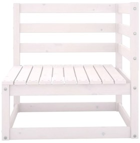 Canapele de colt pentru gradina, 2 buc., alb, lemn masiv de pin Alb, Canapea de colt (2 buc.), 1