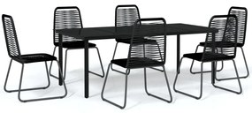 3099093 vidaXL Set de mobilier pentru grădină, 7 piese, negru