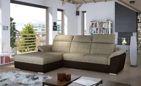 Canapea tapitata, extensibila, cu spatiu pentru depozitare, 272x100x216 cm, Trevisco L01, Eltap (Culoare: Bej Pepit / Bej deschis)