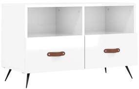 vidaXL Comodă TV, alb extralucios, 80x36x50 cm, lemn prelucrat