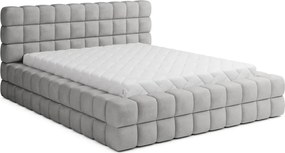 Pat matrimonial gri tapițat cu spațiu de depozitare cu somieră 140x200 cm Dizzle – ELTAP
