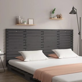 824700 vidaXL Tăblie de pat pentru perete, gri, 166x3x91,5 cm, lemn masiv pin