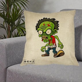Perna Decorativa Zombie Halloween, 40x40 cm, Crem, Husa Detasabila, Perna Inclusa, BEKZ®