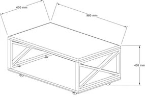 Măsuță de cafea YUSO 42,5x98 cm pin