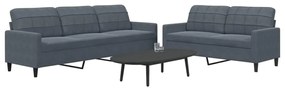 vidaXL Set de canapele cu perne, 2 piese, gri închis, catifea