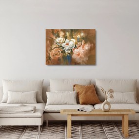 Tablou pe sticlă - Buchet de flori pictat (70x50 cm)