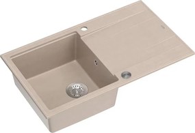 Chiuveta compozit incastrata Quadron Unique Evan 111 bej - inox 86x50 cm