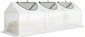 Outsunny Mini seră de grădină cu 3 ferestre rulabile, husă din PE de înaltă densitate 140 g/m², 180 x 60 x 60 cm, alb | Aosom Romania