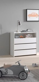 Set KIDDY format dintr-un Pat copii (90x200) cu noptieră și comodă cu 3 sertare.