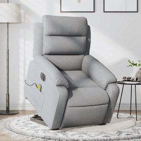 vidaXL Fotoliu electric masaj rabatabil cu ridicare, gri închis textil