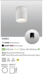 Spot LED aplicat plafon design modern HARU negru