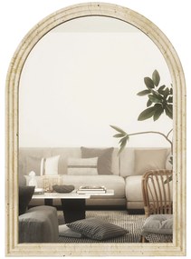 HOMCOM Oglindă de Perete în Formă de Arc cu Margine Canelată 60x2x90 cm Bej | Aosom Romania