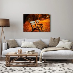 Tablou cu banca toamna (90x60 cm)