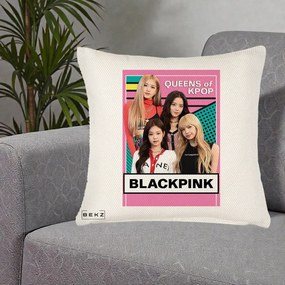 Perna Personalizata BLACKPINK Queens of Kpop, 40x40 cm, Crem Reliefat, Husa Detasabila, Perna Inclusa, BEKZ®