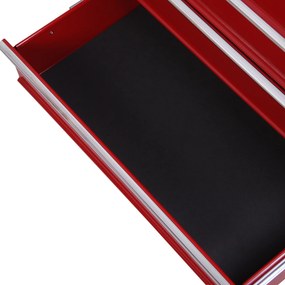 HOMCOM Cărucior Mobil pentru Atelier cu Sertare, Organizator Ustensile, Roșu, 67.5x33x77cm | Aosom Romania