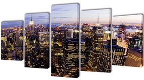 Set tablouri panza cu vedere panoramica orizont New York, 200 x 100 cm 200 x 100 cm, Panorama  New York