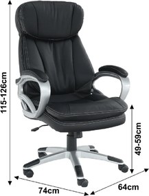 Fotoliu birou, piele eco neagră, ROTAR
