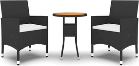 vidaXL Set mobilier de grădină, 3 piese, poliratan