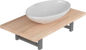 vidaXL Set mobilier de baie din două piese, stejar, ceramică