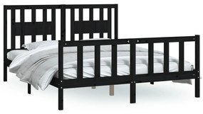 3188180 vidaXL Cadru de pat cu tăblie, negru, 160x200 cm, lemn masiv de pin