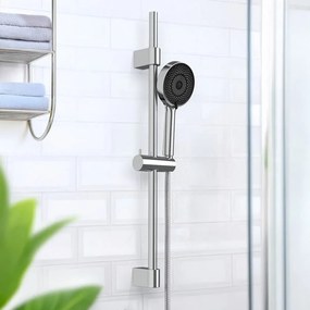 Set de duș argintiu din oțel inoxidabil 70 cm cu duș de mână, cu suport glisant Softwater – Wenko