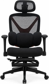 DeluxStar YX-977 NEXOR PRO FOAM SEAT – Scaun Ergonomic cu Suport Lombar 3D, Tetieră 3D, Cotiere 4D, Șezut Glisant, Înclinare 140°, Suport pentru Picioare, Negru