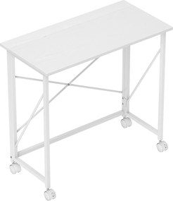 HOMCOM Masă pliantă pentru calculator 80 x 40 cm pe roți pentru birou de acasă, dormitor, spații mici, alb | Aosom Romania