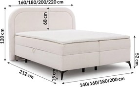Pat boxspring alb cu spațiu de depozitare 160x200 cm Ornes – Ropez