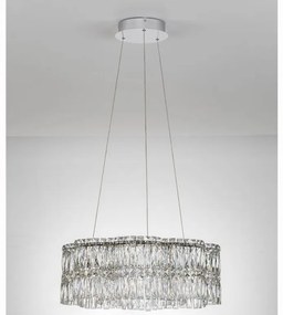 Lustra suspendata LED crom, cristale sticla NUVIA 60cm