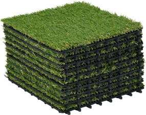 Outsunny Dale pentru Gradina cu Iarba Sintetica 30x30cm 10 Bucati, Gazon Artificial Realist, Verde | Aosom Romania