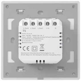 Intrerupator de Perete Inteligent WiFi cu Touch Sonoff TX Ultimate T5 3 canale