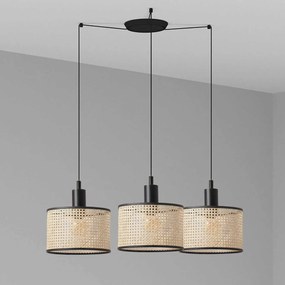 Lustra suspendata cu 3 pendule design natural MAMBO 21cm negru/ratan
