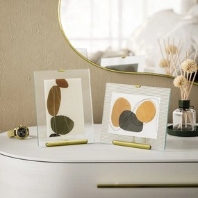Ramă foto aurie cu picior de susținere din sticlă 19x23 cm Flute – Umbra
