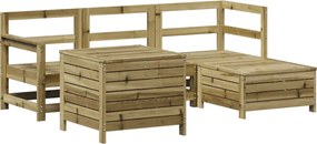 vidaXL Set canapea de grădină, 5 piese, lemn de pin tratat