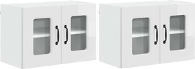 vidaXL Dulap de bucătărie Kalmar 2 pcs Alb lucios 60 x 31 x 40 cm