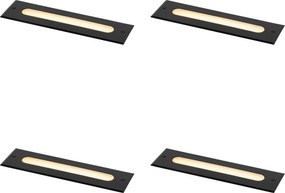 Set de 4 spoturi moderne de sol negre 30 cm incl. LED IP65 - Eline