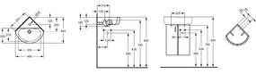 Lavoar baie pe colt alb 48 cm, orificiu baterie si preaplin, Ideal Standard Connect Space