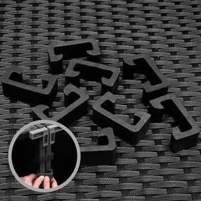 Deuba Set rattan de gradina XXL - perne negre/crem