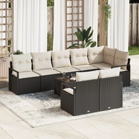 vidaXL Set de canapele pentru grădină 9 pcs Negru Rattan poli