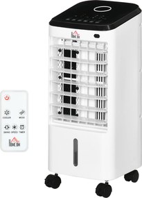 HOMCOM Răcitor de aer ventilator umidificator 3 în 1 pe roți telecomandă 3 moduri 3 viteze timer alb | Aosom Romania