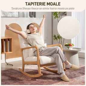 HOMCOM Balansoar 90°-130° cu Pernă Lombară din Țesătură Sherpa Albă | Aosom Romania