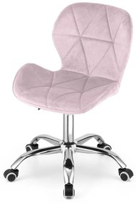 Set pentru birou – birou pliabil ZARIMO 80×40 cm alb + scaun de birou AVOLA VELVET roz