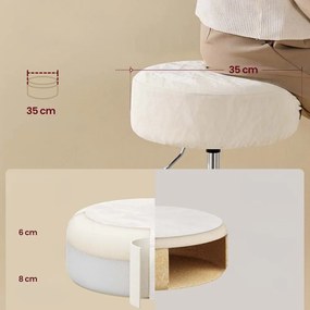 Scaun reglabil pe înălțime AURA pentru măsuța de toaletă, Ø35cm, crem Vasagle