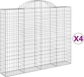 vidaXL Coșuri gabion arcuite 4 buc, 200x30x160/180 cm, fier galvanizat