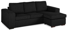 Colțar Scandinavian Choice B111Negru, 232x144x82cm, Picioare: Lemn
