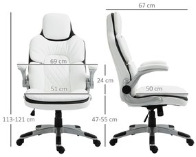 Scaun de birou ergonomic Vinsetto cu suporturi pentru brațe rabatabile, scaun de birou cu înălțime reglabilă și funcție de balans, scaun căptușit gros cu suport pentru brațe reglabil 69 x 67 x 113-121 cm | Aosom Romania