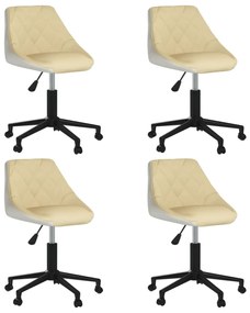 3088981 vidaXL Scaune de bucătărie pivotante 4 buc. crem&alb, piele ecologică