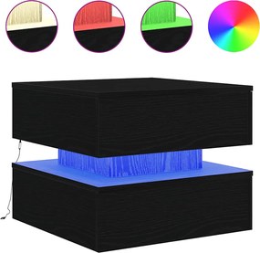 vidaXL Masuta de cafea cu lumini LED Stejar negru 50x50x40 cm