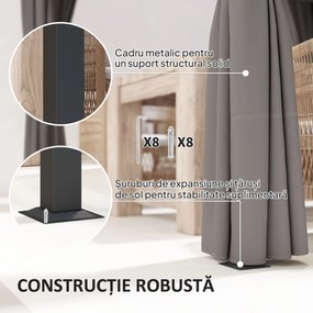 Outsunny Pergolă Retractabilă 3x3 m, Foișor de Grădină cu Perdele, pentru Grătar, Terasă, Deck, Bej | Aosom Romania